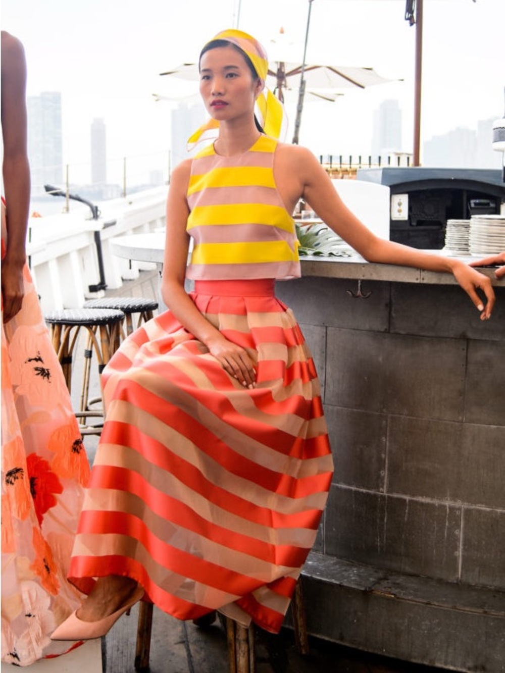 Lela Rose Striped Skirt and Top Set